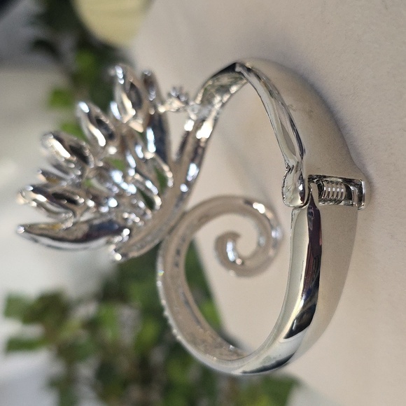Bling! Vintage Silver CZ Statement Clamper Hinge Bracelet - Picture 4 of 8